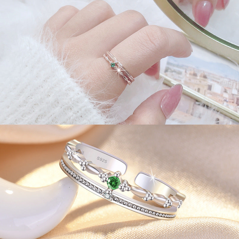 Damen Eleganter Ring mit kunstvollem floralem Design und funkelndem Stein Shop Nory