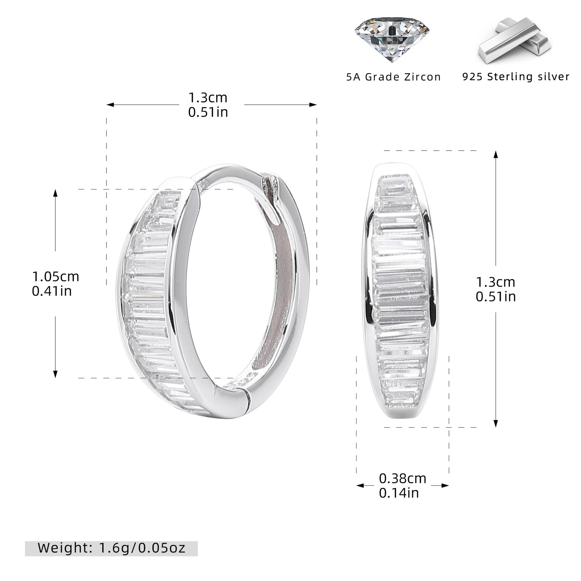Damen Creolen mit funkelnden Zirkonsteinen aus hochwertigem 925 Sterling Silber Shop Nory