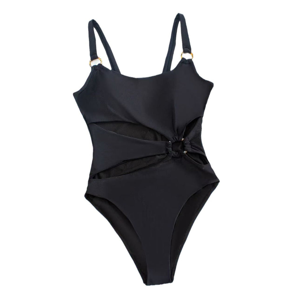 Damen einseitiger Badeanzug mit raffiniertem Wickeldesign
