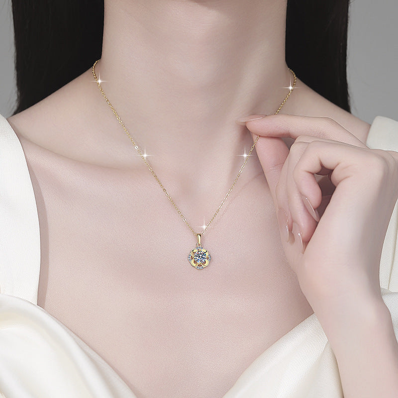Damen Halskette mit floralem Zirkonia-Anhänger Shop Nory