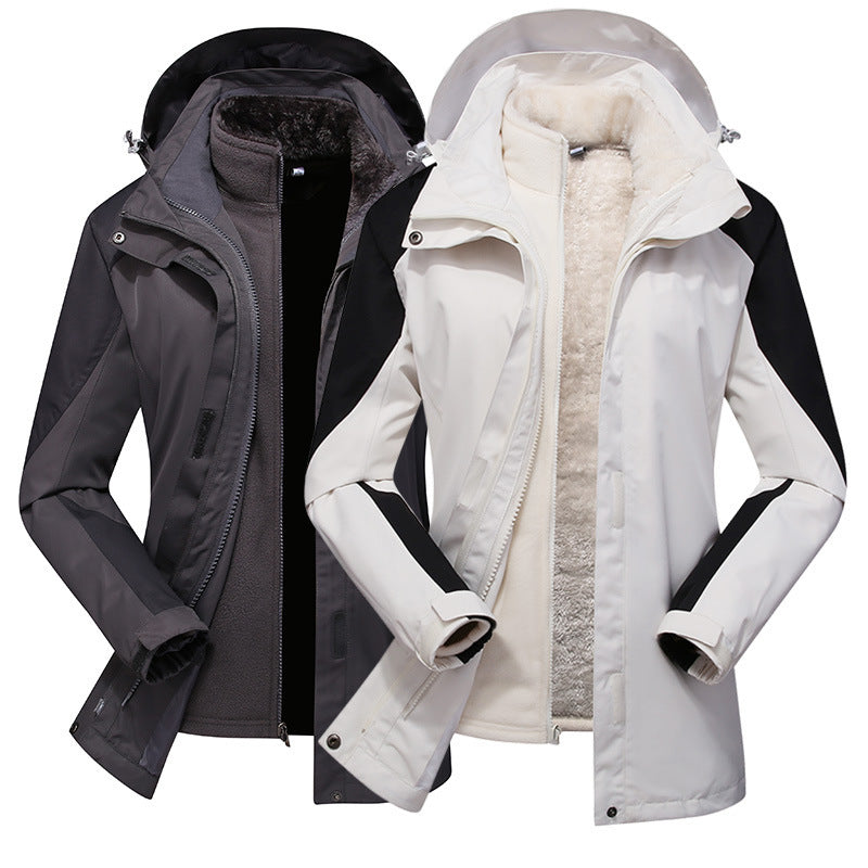 Damen zweilagige Softshelljacke mit herausnehmbarer Teddyfleece-Innenjacke und verstellbarer Kapuze Shop Nory