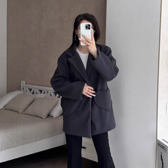 Damen Oversized Blazer-Mantel mit herzförmigen Taschen Shop Nory