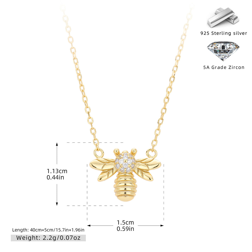Damen Halskette mit detailverliebt gestalteter Bienenanhänger aus 925 Sterling Silber Shop Nory