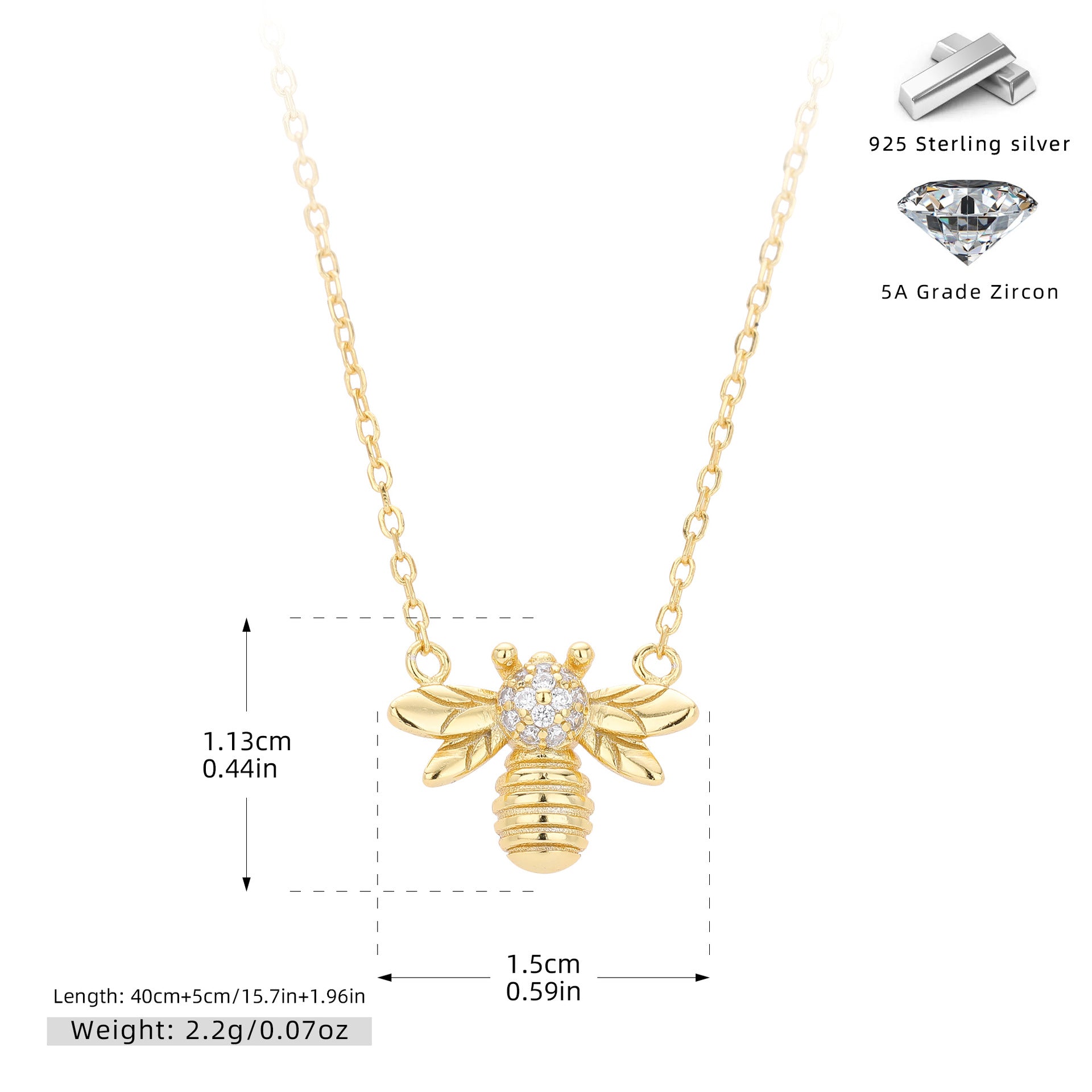 Damen Halskette mit detailverliebt gestalteter Bienenanhänger aus 925 Sterling Silber Shop Nory