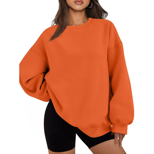 Damen nan Oversized Rundhals-Sweatshirt mit überschnittener Schulter, weichem Fleece-Innenfutter und gerippten Bündchen Shop Nory