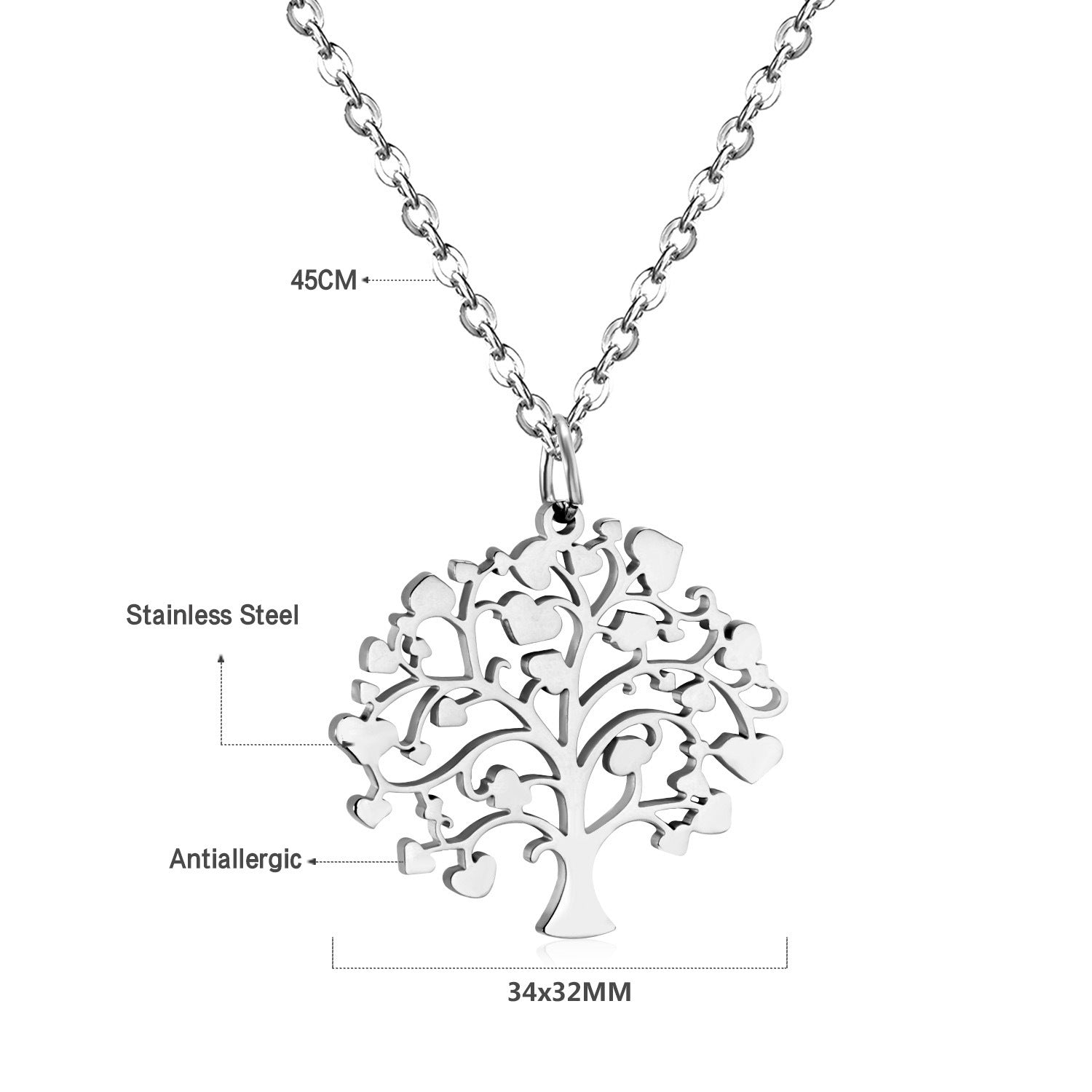 Damen Halskette mit kunstvollem Baum-Motiv aus hochwertigem Edelstahl und Goldbeschichtung Shop Nory