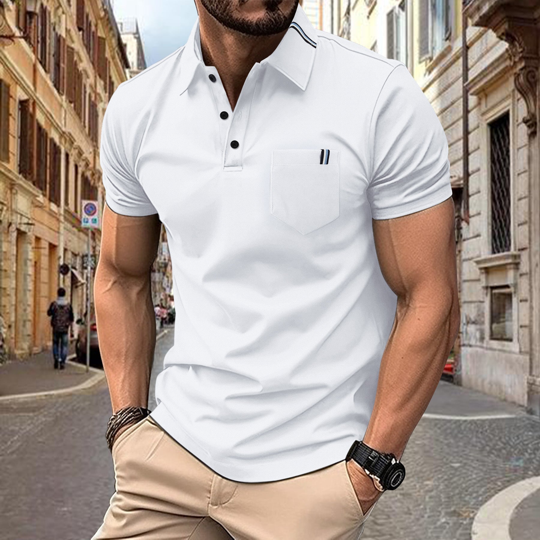 Herren Polohemd mit modernem Schnitt und Brusttasche