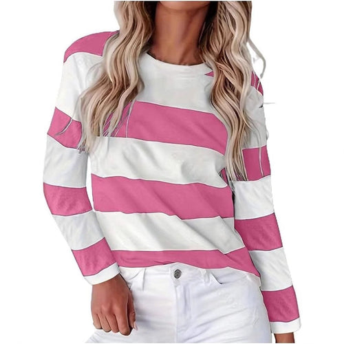 Damen lässiges gestreiftes Langarmshirt