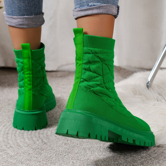 Damen Modische Stiefel mit strukturiertem Obermaterial und rutschfester Profilsohle