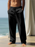 Herren Bequeme Leinenhose mit elastischem Bund und seitlichen Taschen ShopNory