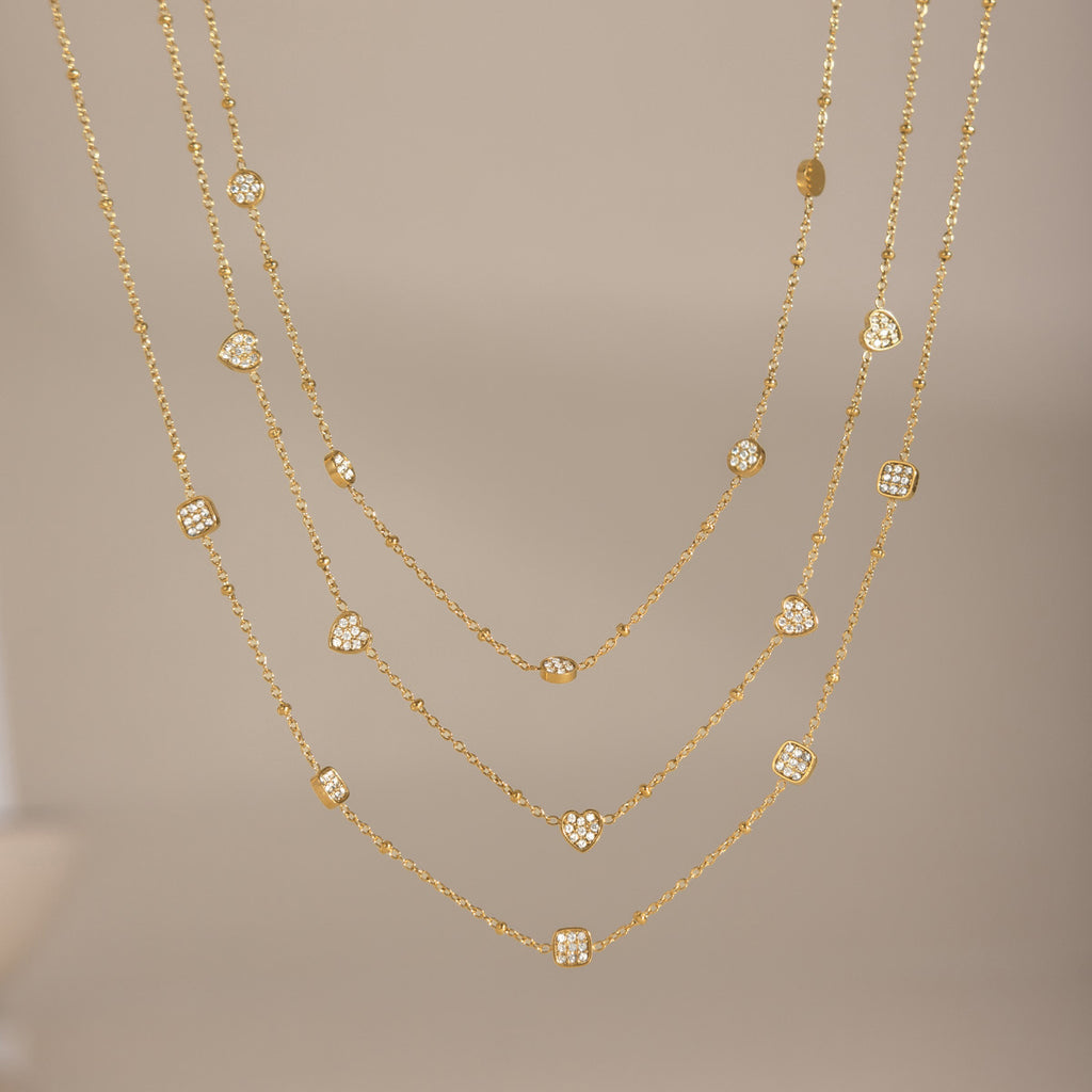 Damen Halskette mit funkelnden Zirkonia und wasserfester Edelstahlverarbeitung Shop Nory