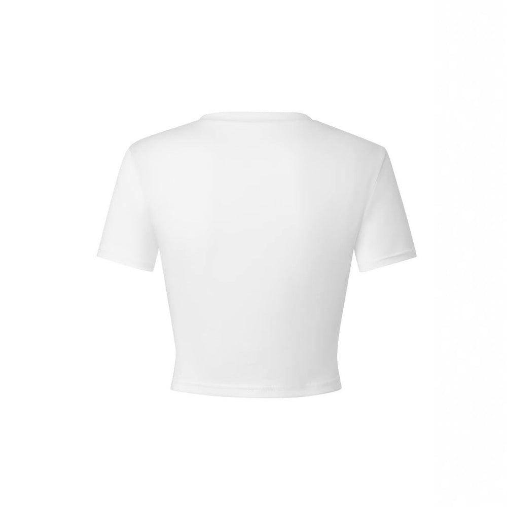 Damen Crop-T-Shirt mit künstlerischem Espresso-Motiv und verspieltem Schriftzug