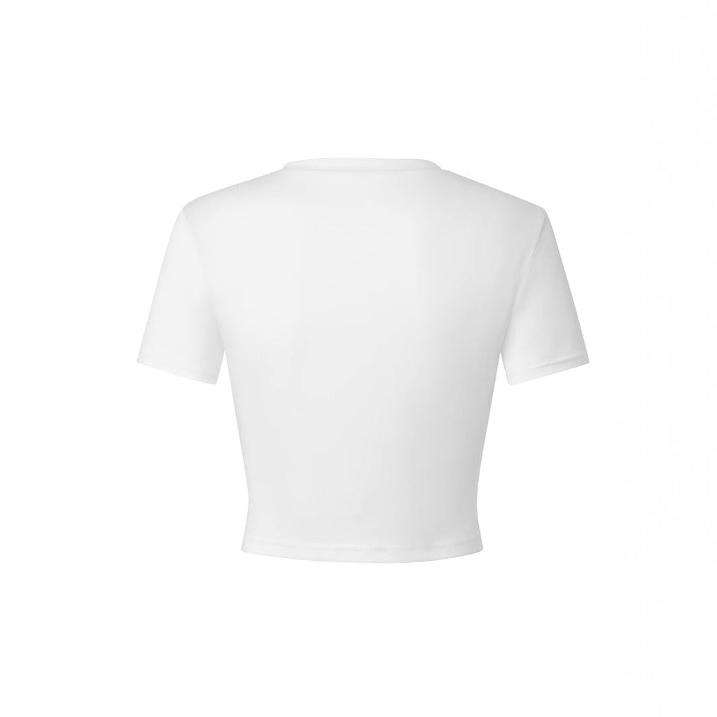 Damen Crop-T-Shirt mit künstlerischem Espresso-Motiv und verspieltem Schriftzug
