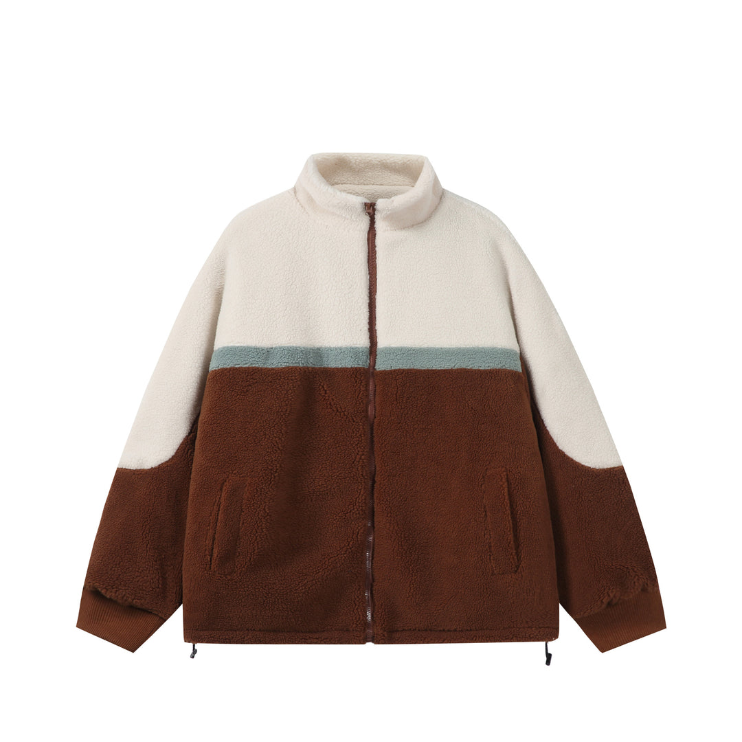 Unisex Oversize Sherpa-Fleecejacke mit Stehkragen und Frontzip Shop Nory