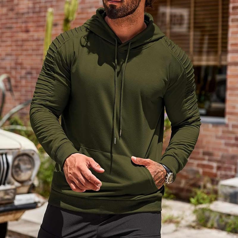 Herren Kapuzenpullover figurbetonter Schnitt mit gerafften Schulterbahnen und Kängurutasche Shop Nory