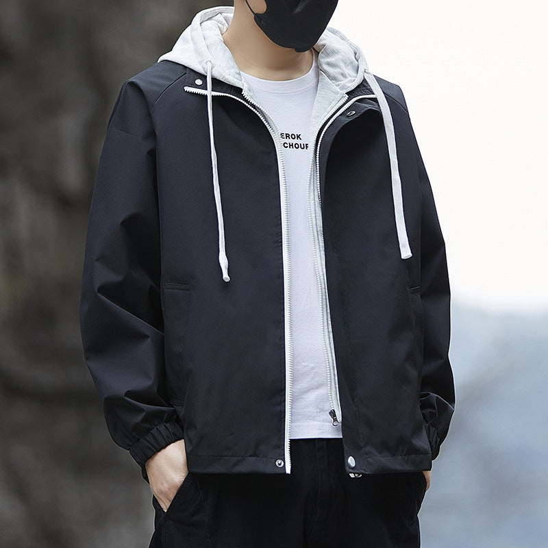 Herren Leichte Regenjacke mit verstellbarem Kapuzenkragen Shop Nory