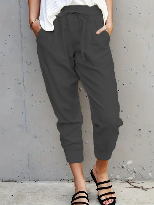 Damen Jogginghose mit elastischem Bund, Tunnelzug und Beinbündchen Shop Nory