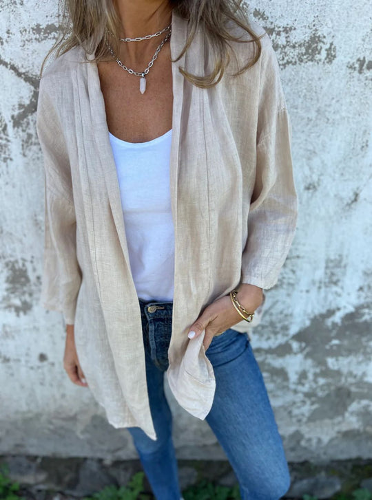 Damen lässige Sommerjacke aus leichtem Leinen
