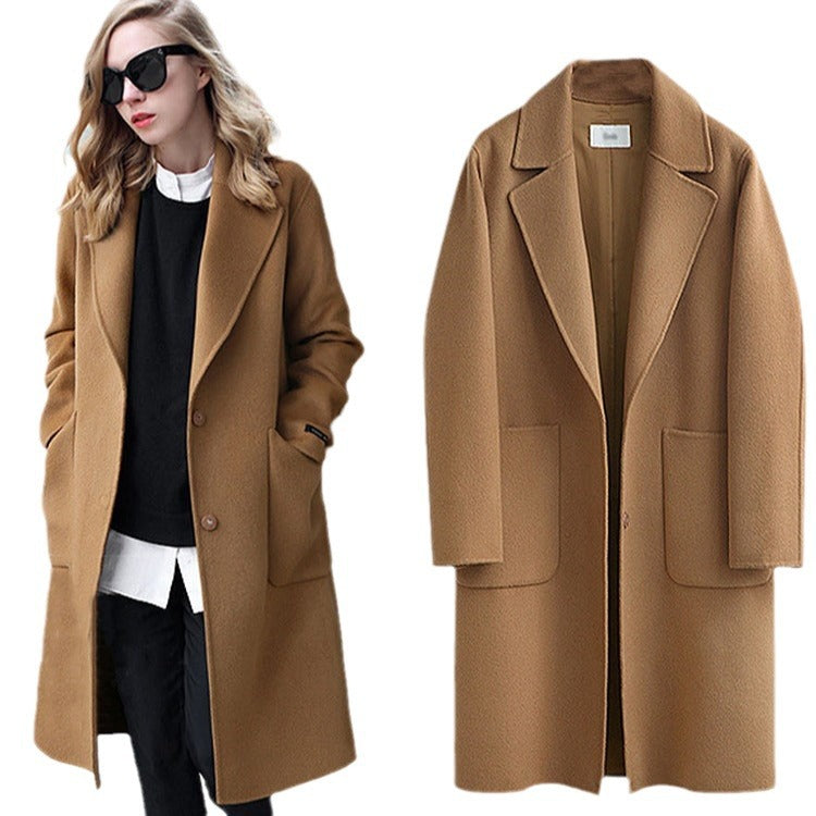 Damen Longline Wollmix-Mantel mit Oversize-Revers und aufgesetzten Taschen Shop Nory