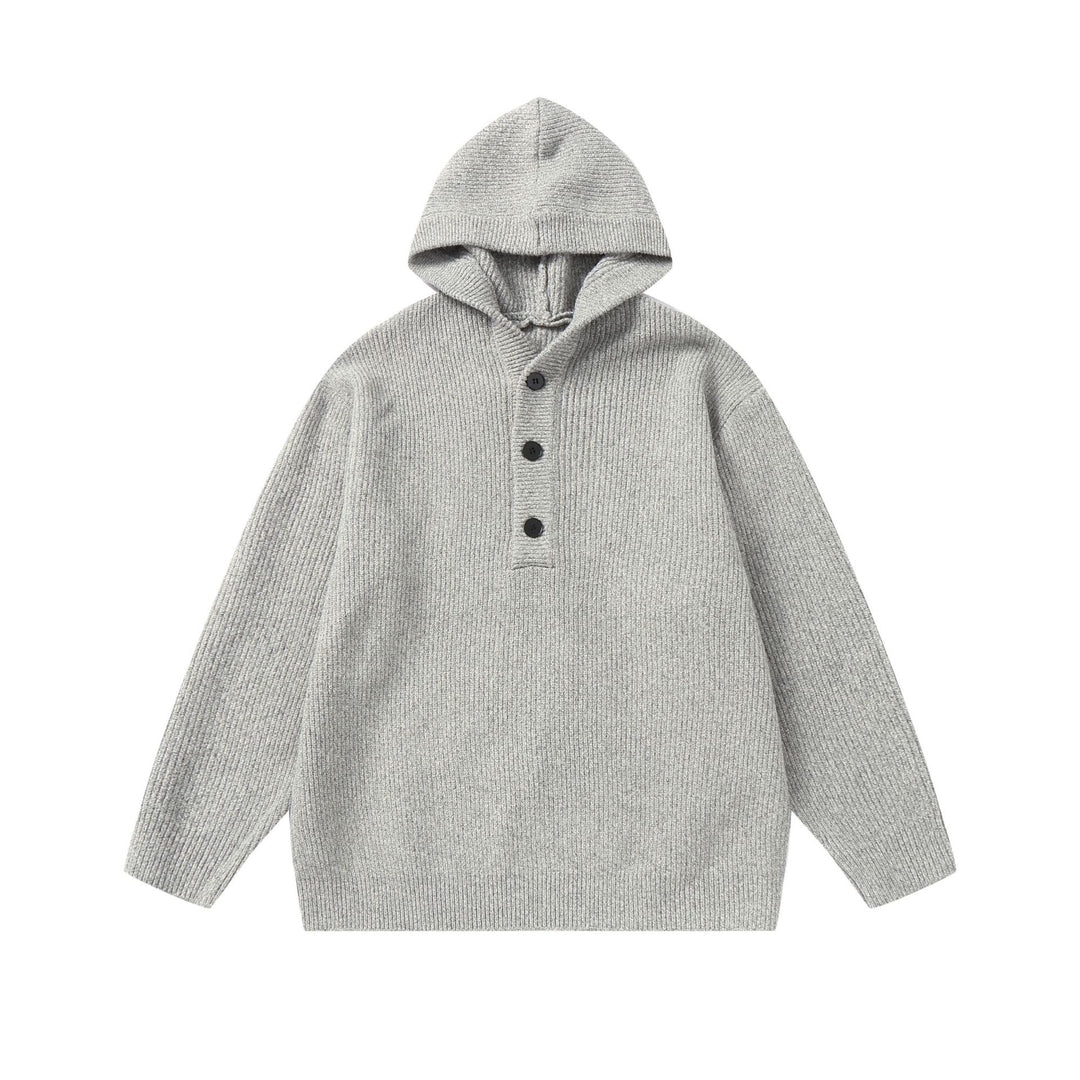 Unisex Gerippter Strick-Hoodie mit Halbknopfblende und Oversize-Schnitt Shop Nory