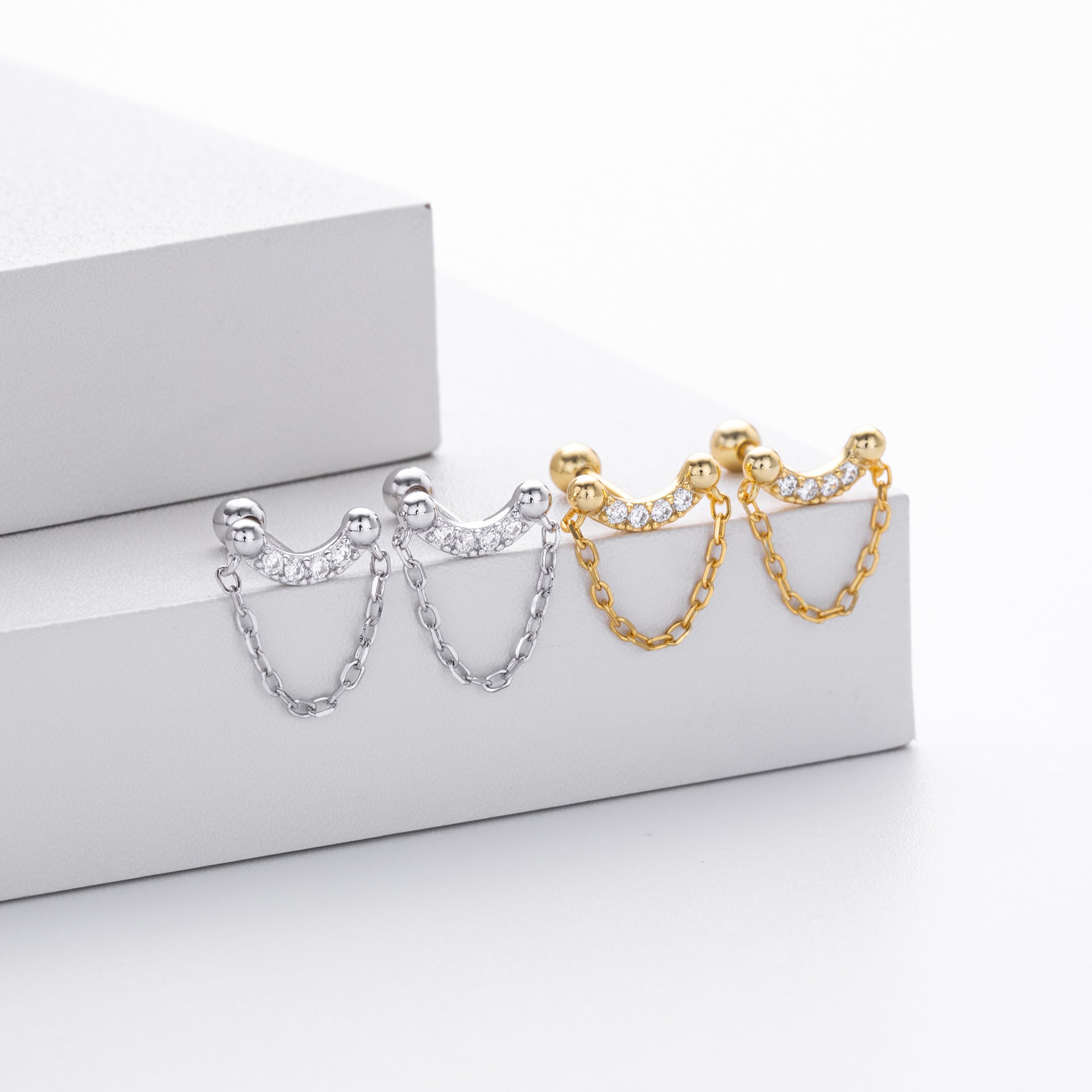Damen Ohrstecker mit elegantem Kettenmotiv aus 925 Sterling Silber Shop Nory