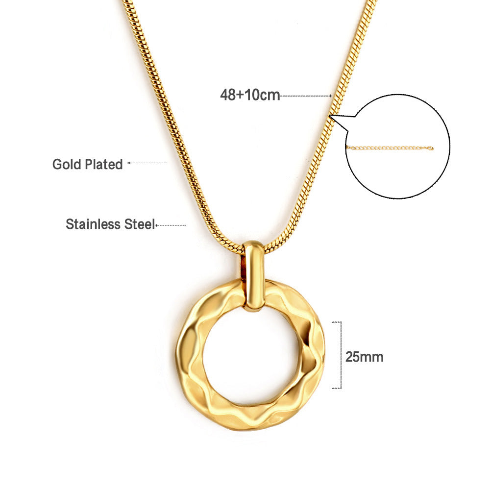 Damen elegante Halskette mit funkelndem Anhänger aus Edelstahl und goldplattierter Kette Shop Nory