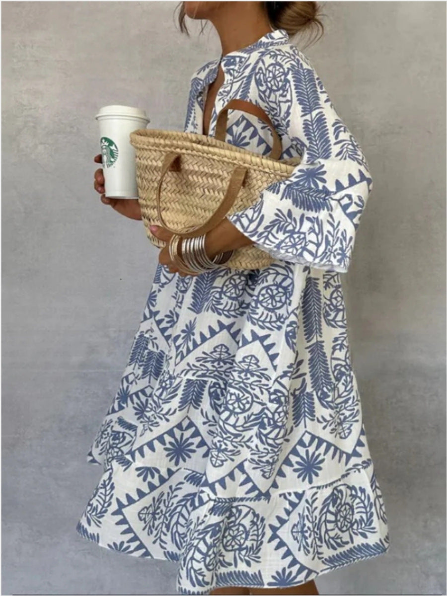 Damen Tunika-Kleid mit floralem Design und lockerer Passform