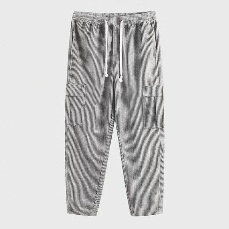 Herren nan Cord-Cargo-Jogginghose mit elastischem Bund, Kordelzug und aufgesetzten Klappentaschen Shop Nory