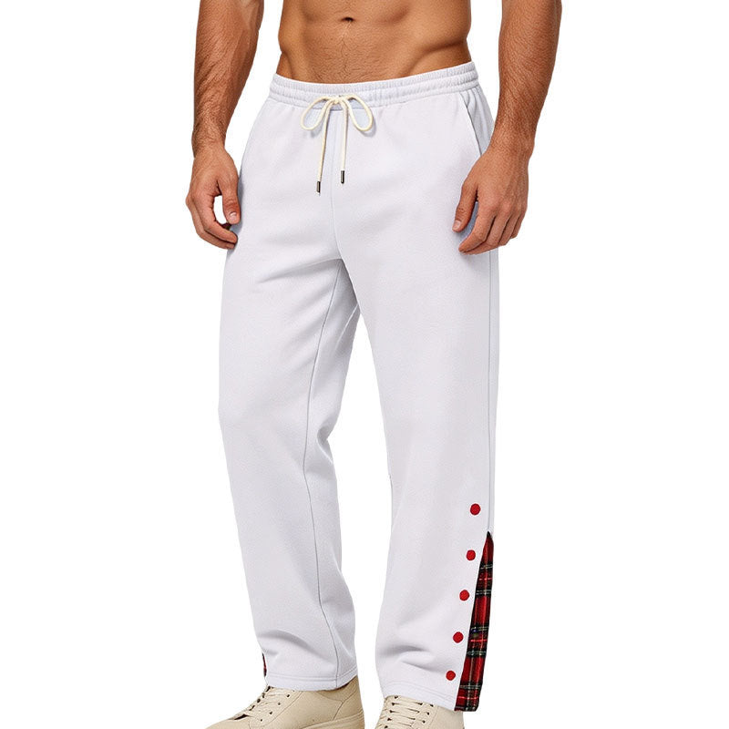 Herren weite Jogginghose mit Karobesatz und Druckknopf-Detail Shop Nory