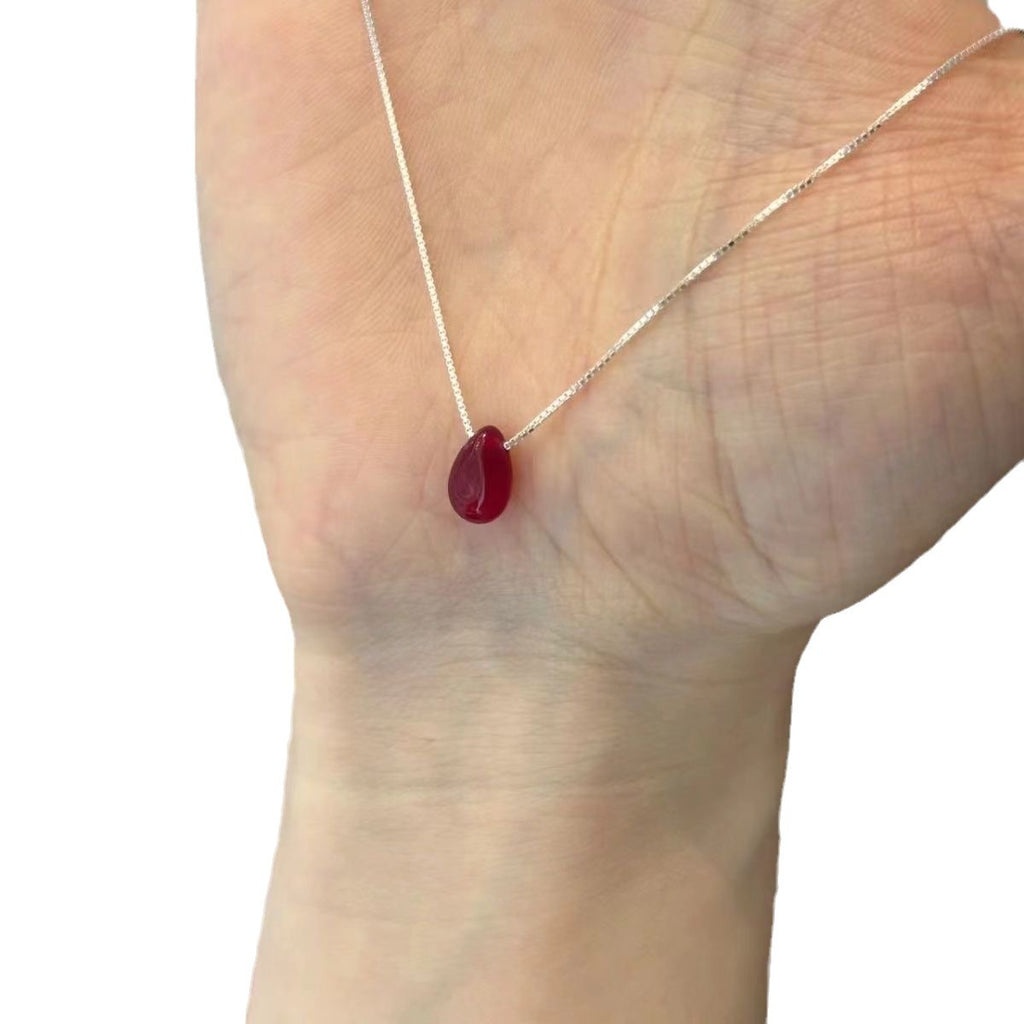 Damen filigrane Halskette mit Tropfenanhänger aus hochwertigem Edelstein Shop Nory