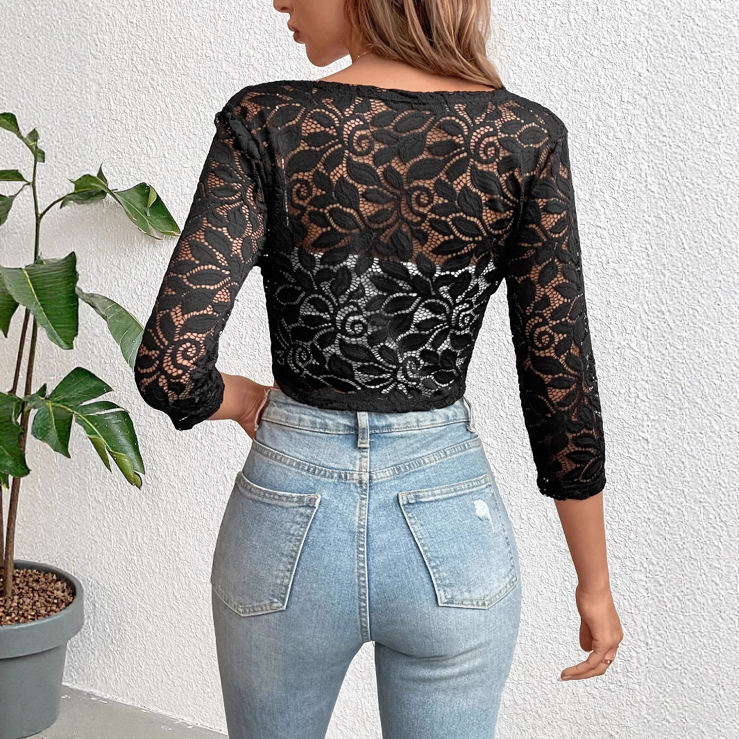 Damen Spitzen Bolerojacke mit filigranen Details
