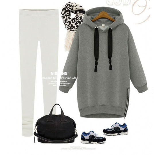 Damen Oversize Kapuzenpullover mit seitlichem Reißverschluss Shop Nory