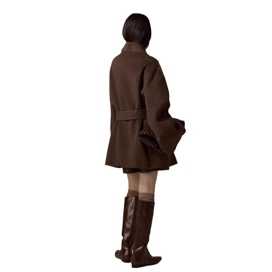 Damen Oversized Wollmantel mit Gürtel Shop Nory