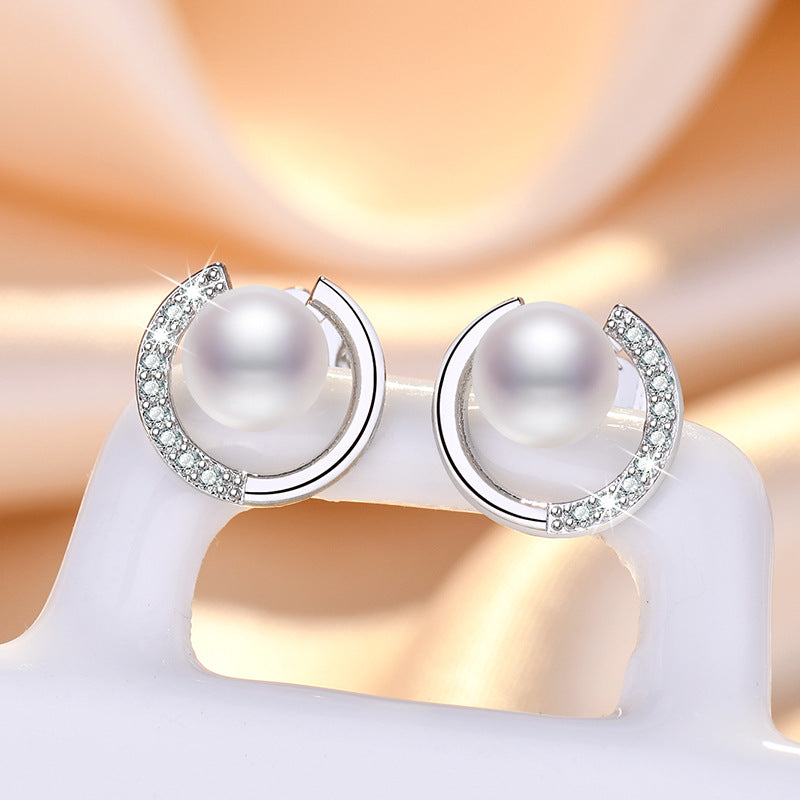 Damen Elegante Ohrringe mit Perlen und Kristallen Shop Nory