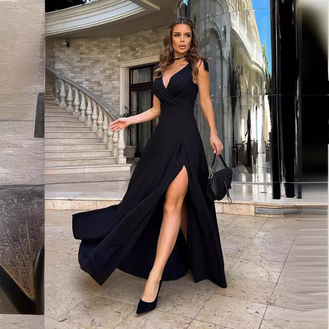 Damen Elegantes Abendkleid mit Hohem Schlitz