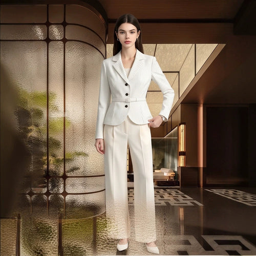 Damen Tailliertes Nadelstreifen-Blazer- und Palazzo-Hosen-Set Shop Nory
