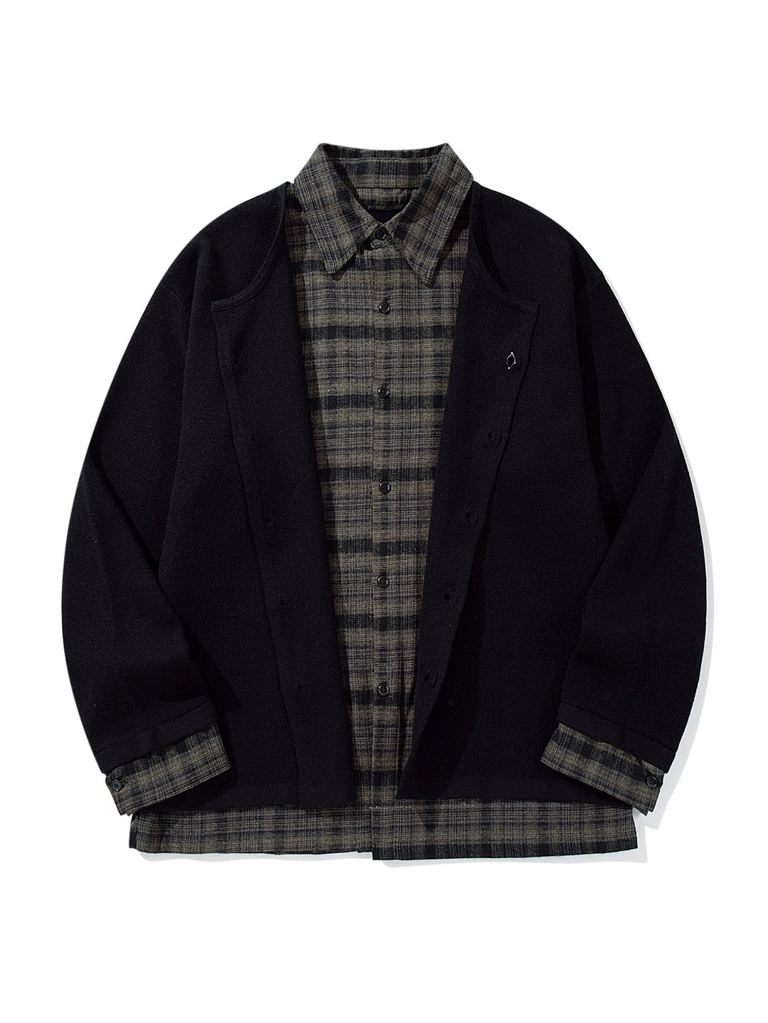 Herren Karierter Flanellhemd-Layer mit offenem Strickcardigan Shop Nory