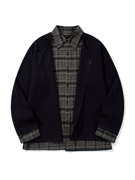 Herren Karierter Flanellhemd-Layer mit offenem Strickcardigan Shop Nory
