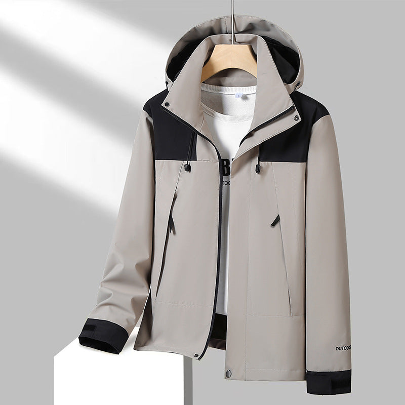 Herren Leichte Softshelljacke mit Kontrast-Schulter, verstellbarer Kapuze und wasserabweisender Membran Shop Nory
