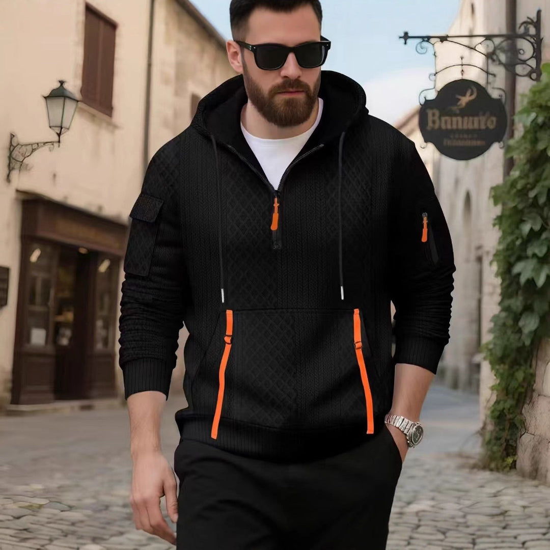 Herren sportlicher Kapuzenpullover mit strukturiertem Design und praktischen Reißverschlusstaschen