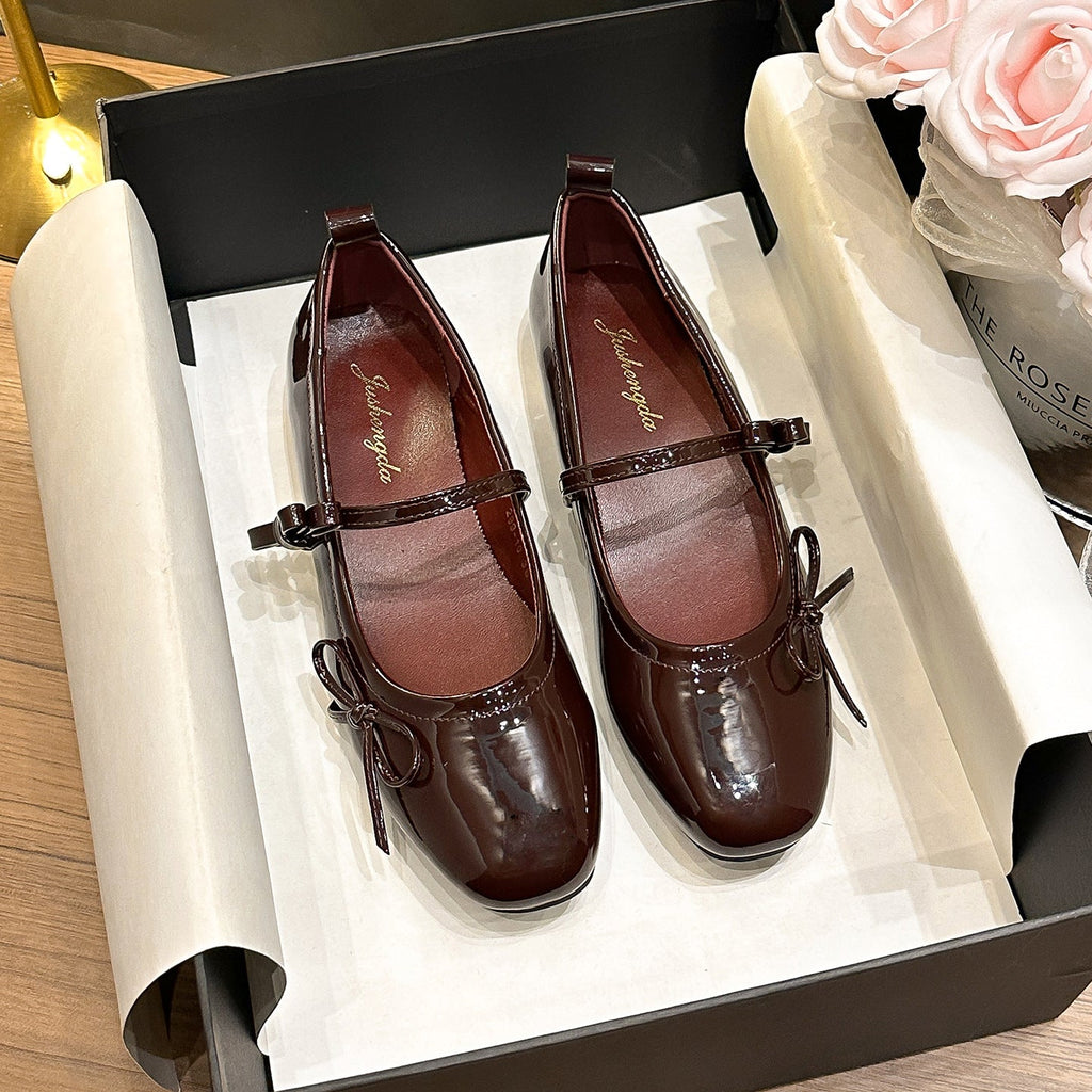 Damen Ballerinas mit schimmerndem Obermaterial und verspieltem Schleifendetail