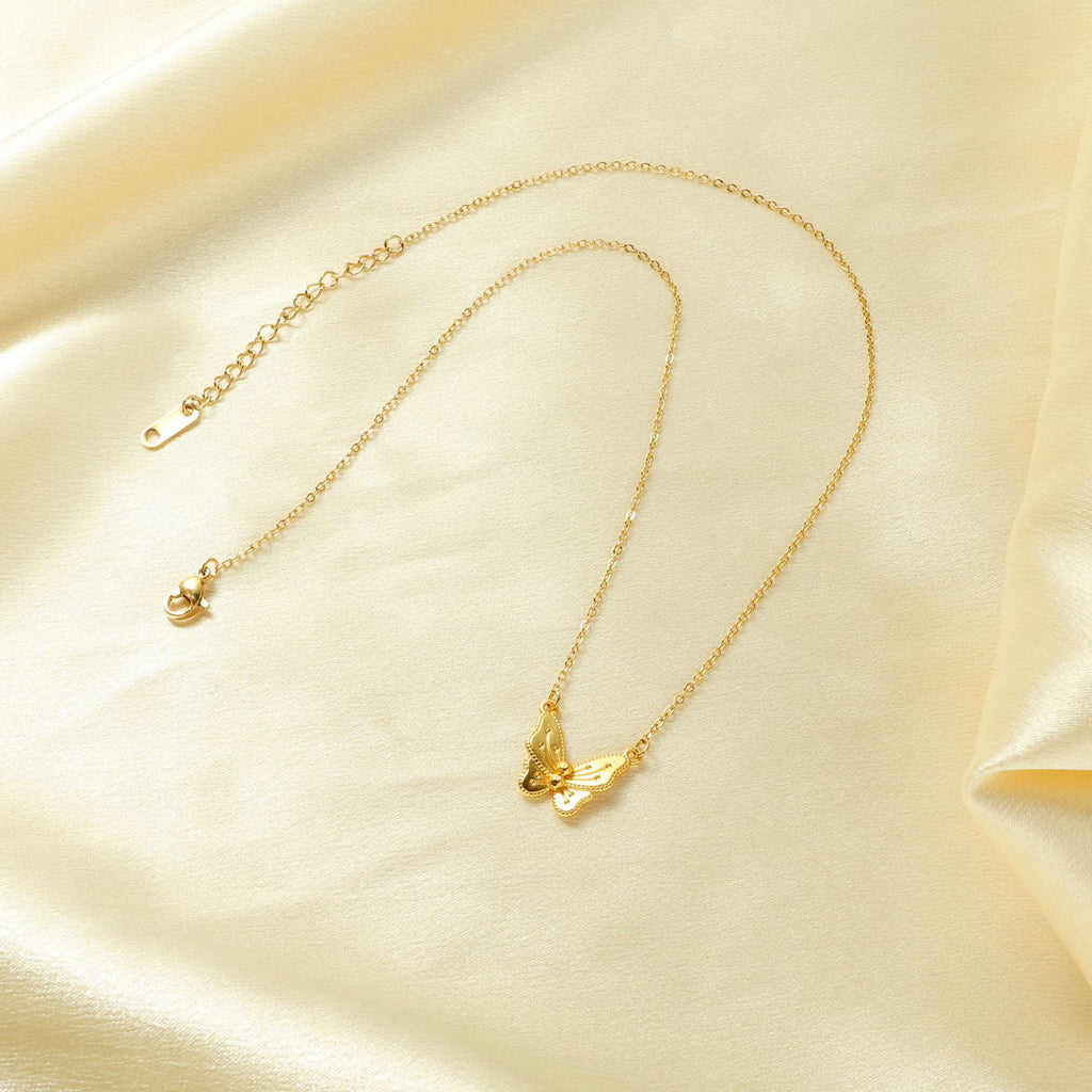 Damen Schmetterlings-inspirierte Goldanhänger-Halskette Shop Nory
