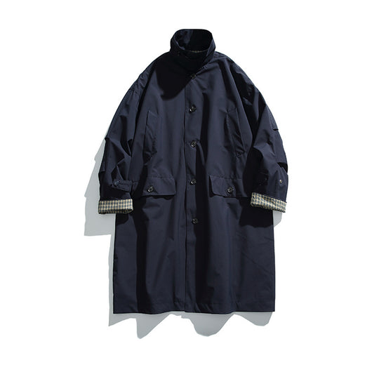 Herren übergroßer wasserdichter Trenchcoat mit Stehkragen und kariertem Futter Shop Nory