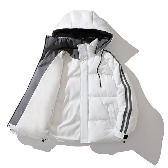 Unisex Wattierte Kapuzenjacke mit Kordelzug und Kontraststreifen Shop Nory