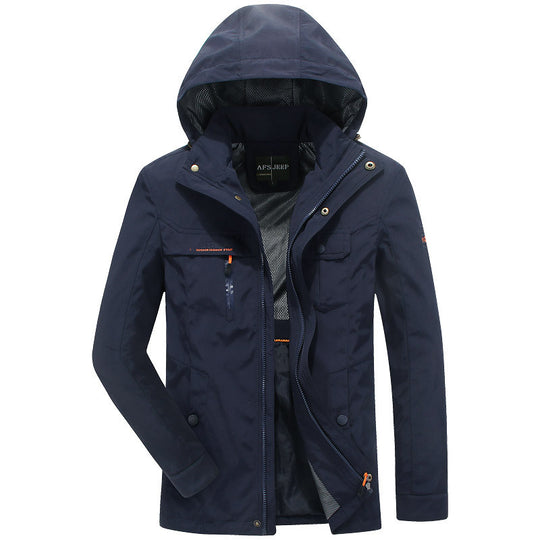 Herren wasserabweisende leichte Reisefunktionsjacke mit Kapuze und Mehrtaschen Shop Nory