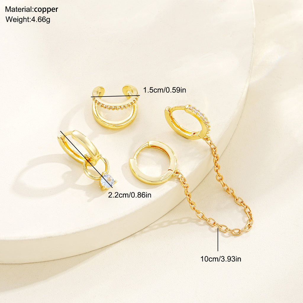 Damen Ohrringe Set mit funkelnden Kristallen und filigranen Ketten Shop Nory