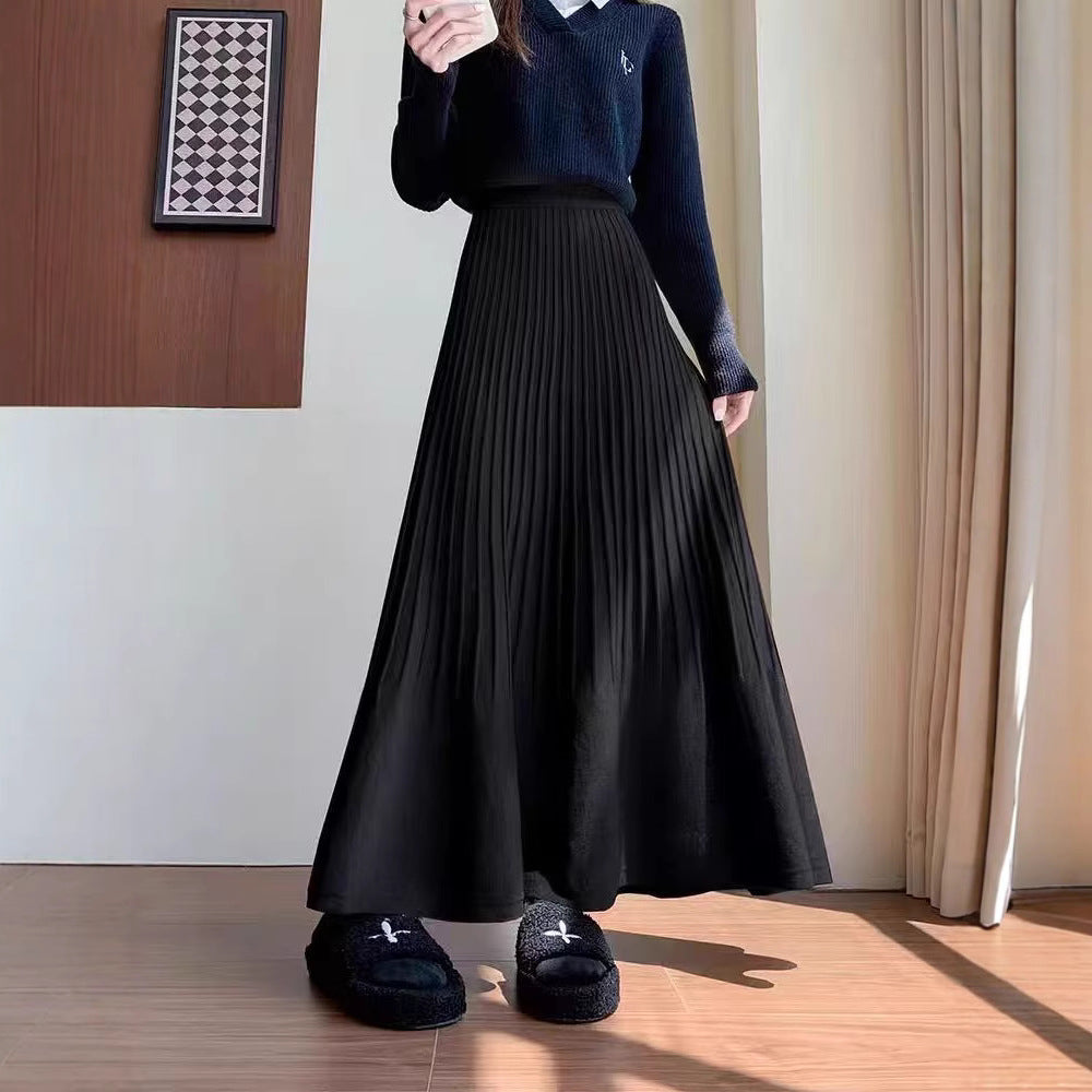 Damen eleganter Faltenrock mit hohem Bund