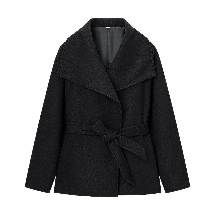 Damen Kurzer Wollmix-Mantel mit weitem Schalkragen und Taillengürtel Shop Nory
