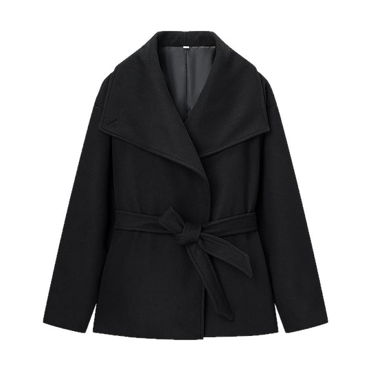 Damen Kurzer Wollmix-Mantel mit weitem Schalkragen und Taillengürtel Shop Nory