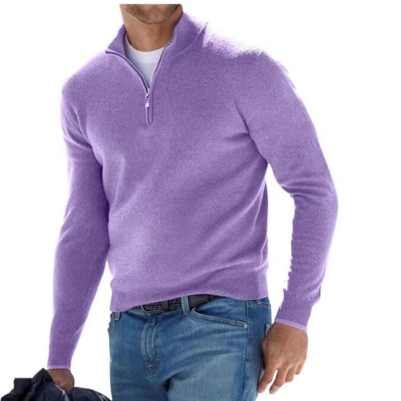 Herren Feiner Strickpullover mit kurzem Reißverschluss und Troyerkragen Shop Nory